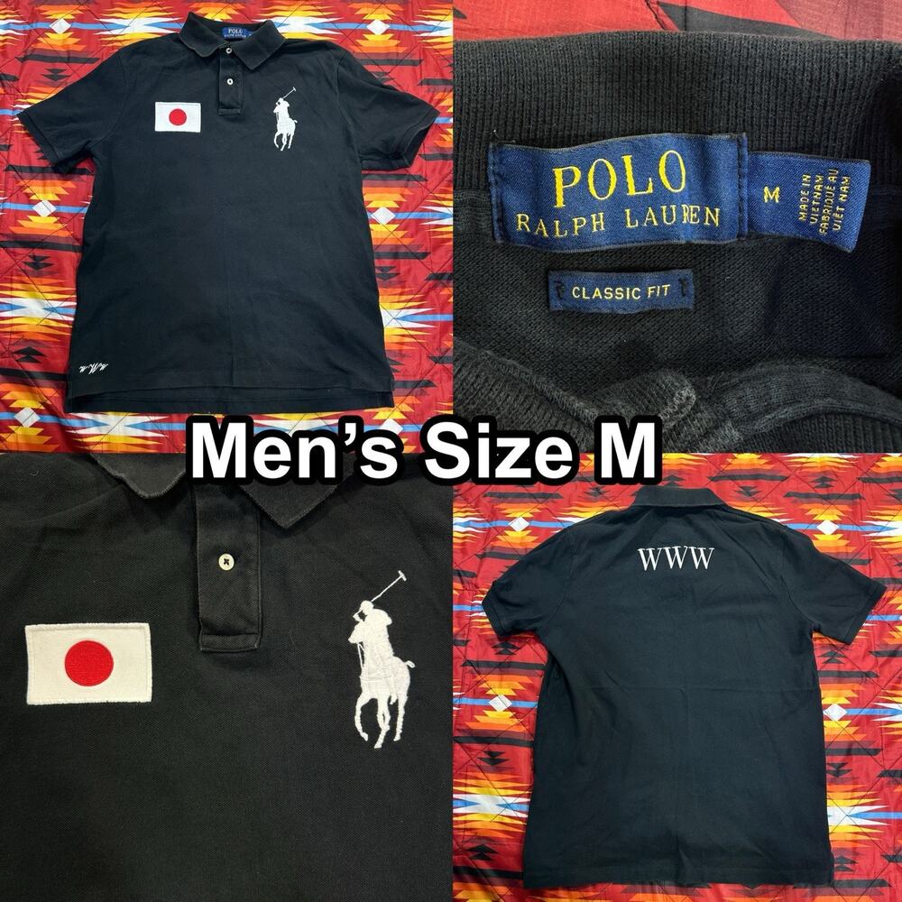 Polo Ralph Lauren Japan Flag Big Pony Black Polo Shirt Men’s Medium Classic Fit